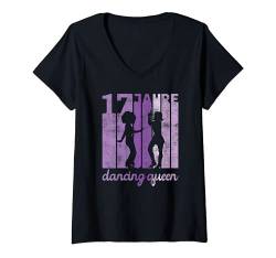 Damen Retro 17. Geburtstag Dancing Queen Tanzen Geschenk T-Shirt mit V-Ausschnitt von Vintage Geburtstag Tanzen Geschenke