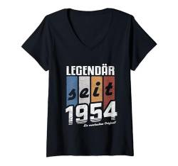 Damen Legendär Seit 1954 Waschechtes Original 70. Geburtstag T-Shirt mit V-Ausschnitt von Vintage Geburtstagsmotive für Männer & Frauen