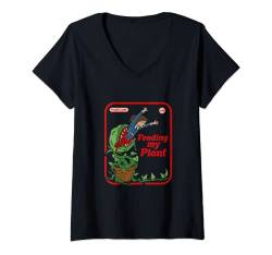 Damen Feeding My Plant Occult Horror Goth VIntage Childgame T-Shirt mit V-Ausschnitt von Vintage Horror Childgame by Dark Humor Art