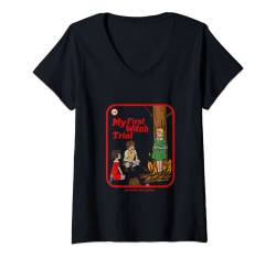 Damen My First Witch Trial Vintage Childgame Horror Goth Punk T-Shirt mit V-Ausschnitt von Vintage Horror Childgame by Dark Humor Art