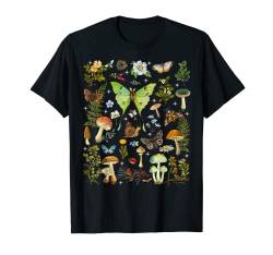 Vintage Pilze & Luna Motte Mystische Wald Ästhetik T-Shirt von Vintage Pressed Flowers Goblincore Cottagecore