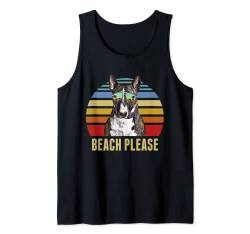 Beach Please Miniatur Bullterrier Hund Lustiger Sommer Tank Top von Vintage Retro Sunset Beach Vibe Cool Dog Owners