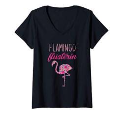 Damen Vintage Flamingo Flüsterin Flamingo T-Shirt mit V-Ausschnitt von Vintage Tier T-Shirts & Geschenkideen