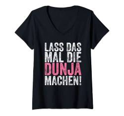 Damen Retro Lass das mal die Dunja machen Vintage Vornamen T-Shirt mit V-Ausschnitt von Vintage Vornamen Designs für Frauen