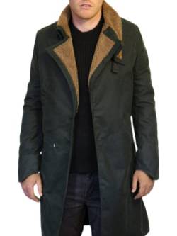 Herren Blade Runner 2049 Ryan Gosling Langer schwarzer Mantel | Offizier K Jacke Trenchcoat, Cotton Fur Coat, XXXXL von Vintagearc