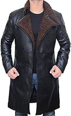 Herren Blade Runner 2049 Ryan Gosling Langer schwarzer Mantel | Offizier K Jacke Trenchcoat, Leather Fur Coat, M von Vintagearc