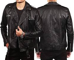 Herren Classic Negan Cafe Racer Brando Lederjacke .Black Vintage Motorrad Reiter Jacke Kollektion, Aus Echtleder, XXL von Vintagearc