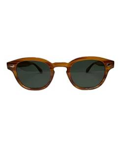 Vintange Sunglasses - Sonnenbrille Modell Moscow Moscot Johnny Depp Made in Italy UV 400, Rahmen Holz / grüne Linse von Vintange Sunglasses