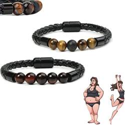 KILOSY Electrostatic Agate Leather Beads Band, Adjustable Agate LeatherBead Magnetic Buckle Bracelet,Magnetic Buckle Beaded Bracelet,Promote Blood Circulation,Relax and Relieve Stress (Type A + B) von Vinxan