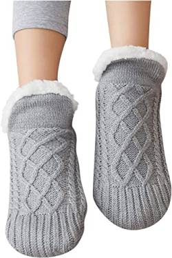 Woven and Velvet Indoor Socks Slippers, Sock Slippers,Bye to Numbness Pain and Swelling Non-Slip House Slipper Socks Slippers (L (US:12-13/EU:43-44), Grey) von Vinxan