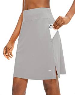 Viodia Damen 50,8 cm knielang Skorts Röcke Athletic Tennis Golf Rock für Frauen Casual Sommer Langer Rock mit 5 Taschen, Damen, grau, X-Large von Viodia