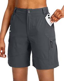 Viodia Damen-Cargo-Shorts mit Taschen, schnelltrocknend, leichte Shorts für Damen, Golf, legere Sommershorts, stahlgrau, X-Groß von Viodia