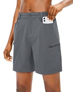 Viodia Damen Wandershorts Cargo-Shorts Quick Dry Leichte Sommershorts für Frauen UPF50 Golf Reise Shorts mit Taschen, dunkelgrau, Groß von Viodia