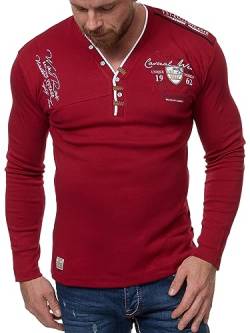 Herren Longshirt | Langarmshirt | Langes Shirt | Bedruckt | Bestickt | Patches (Casual Wear, Bordeaux S) von Violento