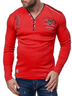 Herren Longshirt | Langarmshirt | Langes Shirt | Bedruckt | Bestickt | Patches (Casual Wear, Rot S) von Violento