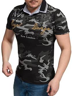 Verwaschenes Polo-Shirt Royal | Kurzarm | Batik-Look | verwaschenes Design | Freizeit-Shirt (bis 5XL) LG-005 (L, Antra Camouflage) von Violento