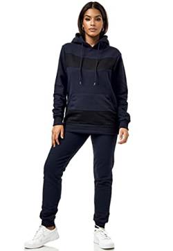 Violento Damen Jogging-Anzug | Sportlich mit Hoodie | Bauchtasche und Kapuze | Ohne Reißverschluss 502 | (S, Navy) von Violento