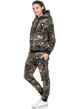 Violento Damen Jogging-Anzug | USA-Patches 685 (3XL, Khaki/Camouflage) von Violento