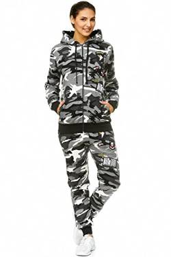 Violento Damen Jogging-Anzug | USA-Patches 685 (S, Grau-Camouflage) von Violento