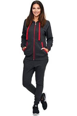 Violento Damen Jogging-Anzug | Uni 704 (3XL-fällt groß aus, Anthrazit-Rot), 239 von Violento