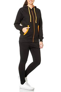 Violento Damen Jogging-Anzug | Uni 704 (3XL-fällt groß aus, Schwarz-Orange) von Violento