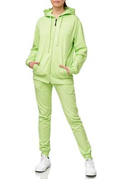 Violento Damen Jogginganzug Uni 586 | 100% Baumwolle | Trainingsjacke mit Reißverschluss | Hose mit Gummizug und Zugband | Rippstrickbündchen | Mint Grün, 3XL von Violento