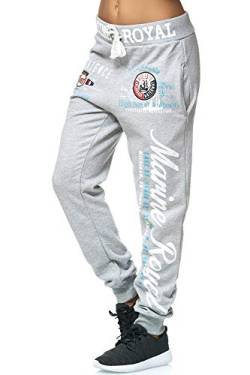 Violento Damen Jogginghose lang | Trainingshose Baumwolle | Sporthose mit Bündchen | Marine 512 Grau, S von Violento