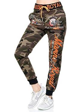 Violento Damen Jogginghose lang | Trainingshose Baumwolle | Sporthose mit Bündchen | Marine 512 Khaki/Camouflage | M von Violento