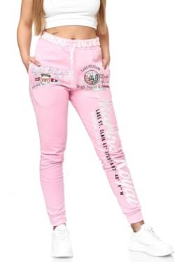 Violento Damen Jogginghose lang | Trainingshose Baumwolle | Sporthose mit Bündchen | Marine 512 Rose, L von Violento