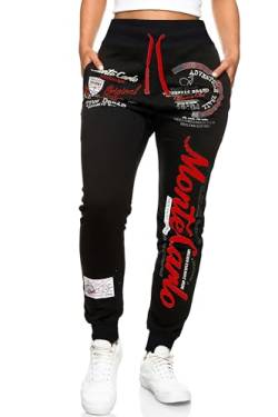 Violento Damen Lange Trainingshose | Monte Carlo 592 (Schwarz/Rot | 3XL) von Violento