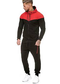 Violento Herren | Freizeitanzug | Fitness | Sportanzug | Trainingsanzug 0984 (XL, Schwarz/Rot) von Violento