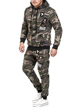 Violento Herren Jogging-Anzug | USA-Patches 685 (3XL, Slim Grün Camouflage) von Violento