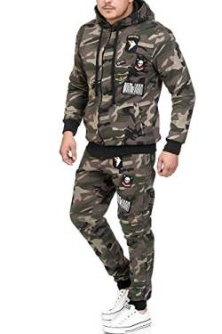 Violento Herren Jogging-Anzug | USA-Patches 685 (L, Grün Camouflage) von Violento