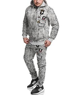 Violento Herren Jogging-Anzug | USA-Patches 685 (L, Zebra-Grau) von Violento