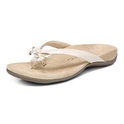 Vionic Damen Rest Bella Toe Post Sandale,Stützende Damen Orthopädische Sandalen mit drei Zonen Komfort mit Fußgewölbeunterstützung,Flip Flop für Damen, mittlere und breite Größe 38-47, Cream, 38 EU von Vionic