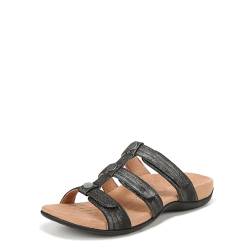 Vionic Rest Amber Slide Bequeme flache Sandalen für Damen, stützende, elegante Sandalen, Komfortschuhe mit verdeckter orthopädischer Einlegesohle, Größen 38-47, Schwarz, 42 EU von Vionic