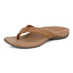 Vionic Women's Aliza Toe-Post Sandal - Ladies Everyday Sandals with Concealed Orthotic Arch Support Toffee 6.5 Wide US von Vionic