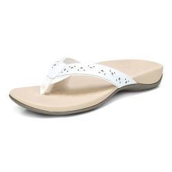 Vionic Women's Aliza Toe-Post Sandal - Ladies Everyday Sandals with Concealed Orthotic Arch Support White 7 Wide US von Vionic