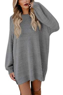 Viottiset Damen Strickpullover Pulloverkleider Imitation Mink Kaschmir Minikleid Jumper M Grau von Viottiset