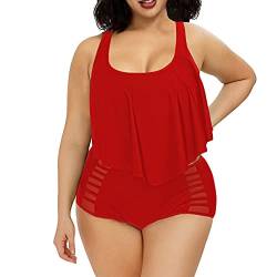 Viottiset Damen Zweiteiliger Badeanzüge Vertuschung Schwimmbekleidung Plus Größe XL Rot von Viottiset
