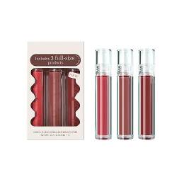 Lipgloss Farbe 3 Farben Shuiguang Lippenglasur-Set, 3-teilig, cremig, nährend, aufpolsternder Lipgloss, hochglänzende Lippenglasur, langanhaltendes Lippen-Make-up-Set, 9 Überraschungspaket (B, A) von Vipomkowa