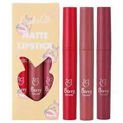 Lippenvergrößerung Gerät Mist Face Lippenstift, nicht verblassende Farbe, antihaftbeschichtet, Lipgloss, Lippenglasur, 3-teiliges Set mit 4 Farbgrößen Überraschungspaket Männer (B, One Size) von Vipomkowa