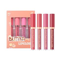 Matter Lippenstift Wasserfest Set Lipgloss Set für Frauen Labiales Mates 24 Horas Originales Mattes 24 Deep Red Original 24 Stunden Lippenstift Lippenfleck Langlebige Metallic Lippenstift Rot (C, A) von Vipomkowa