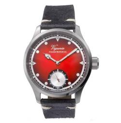 Viqueria Prometeo Automatische Edelstahl Rot Silber Leder Schwarz Saphir Vintage Uhr Herren von Viqueria