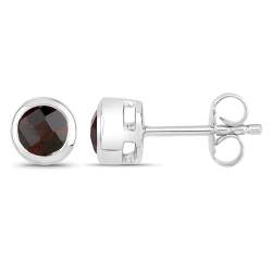 Vira Jewels Damen Ohrstecker 925/- Sterling Silber 0,6cm Glänzend Granat weiß 1,1ct. 147220020 von Vira Jewels