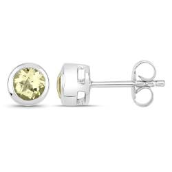 Vira Jewels Damen Ohrstecker 925/- Sterling Silber 0,6cm Glänzend Lemon Quarz weiß 1ct. 147220024 von Vira Jewels