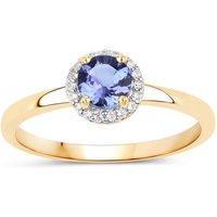 Vira Jewels Fingerring 925-Sterling Silber vergoldet Glänzend Tansanit violett von Vira Jewels