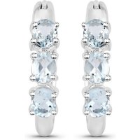 Vira Jewels Paar Creolen 925-Sterling Silber rhodiniert Glänzend Aquamarine hellblau von Vira Jewels