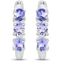 Vira Jewels Paar Creolen 925-Sterling Silber rhodiniert Glänzend Tansanit violett von Vira Jewels
