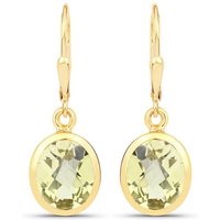 Vira Jewels Paar Ohrhänger 925-Sterling Silber vergoldet Glänzend Lemon Quarz grün von Vira Jewels
